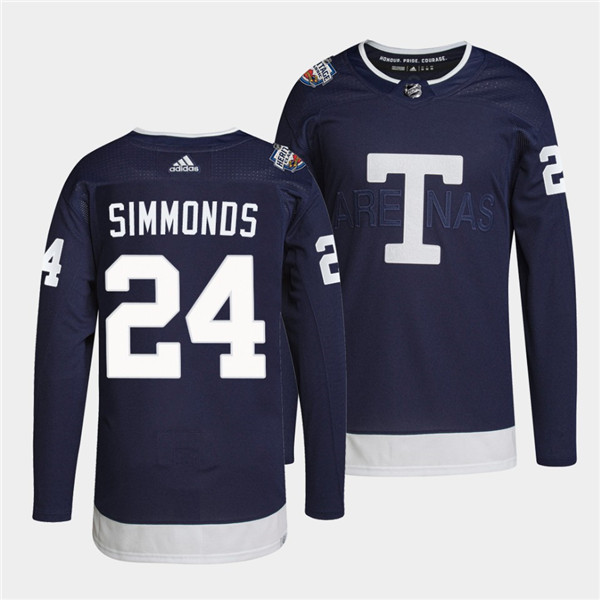 Men's Navy Toronto Maple Leafs #24 Wayne Simmonds 2022 Heritage Classic Stitched